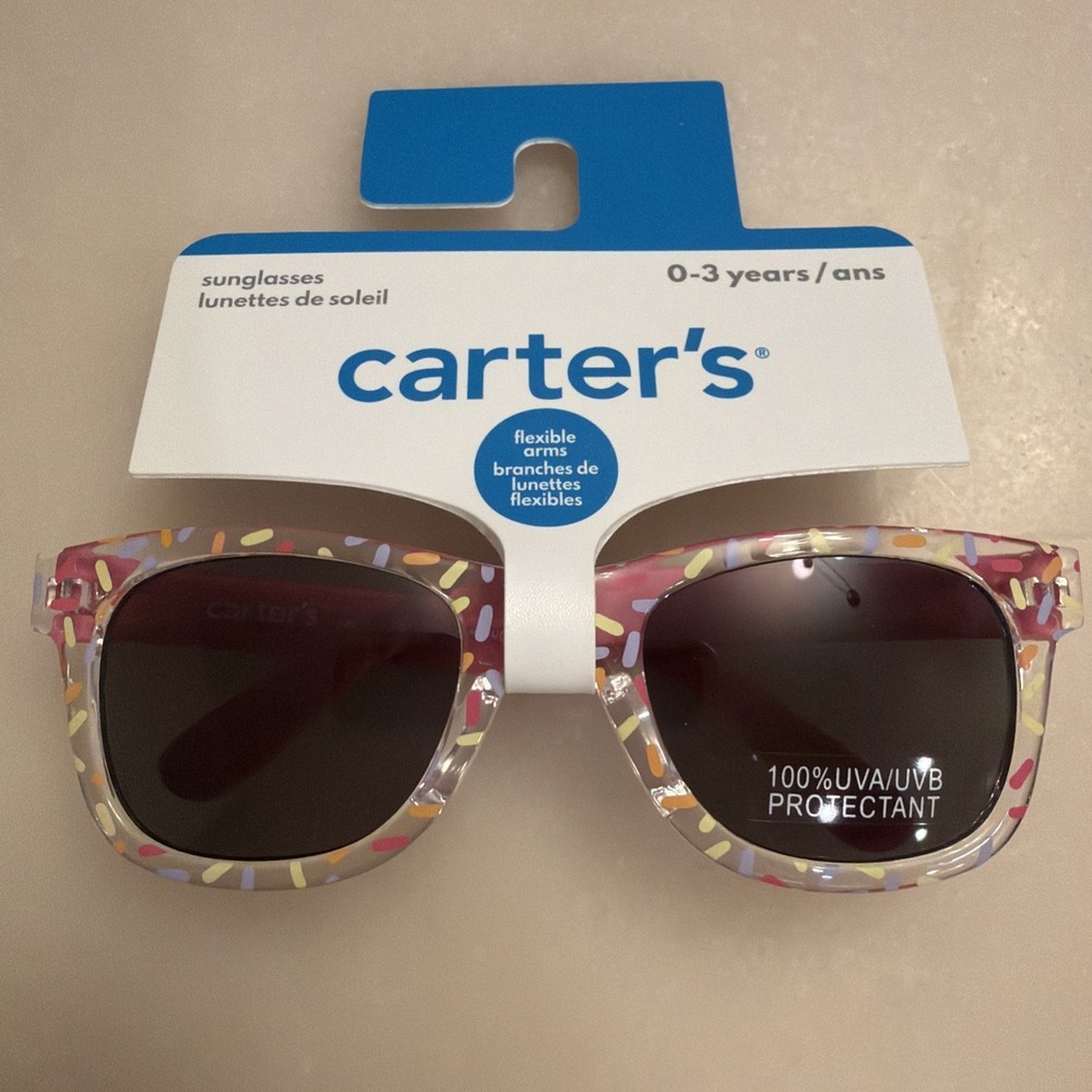 NWT Carters Baby Toddler Girl Sunglasses 0-3 Year Confetti Sprinkle Pink